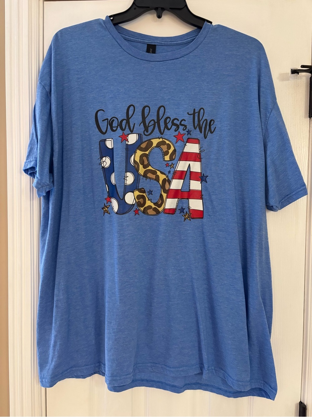 Gildan Light Blue 'God Bless the USA' Graphic Tee